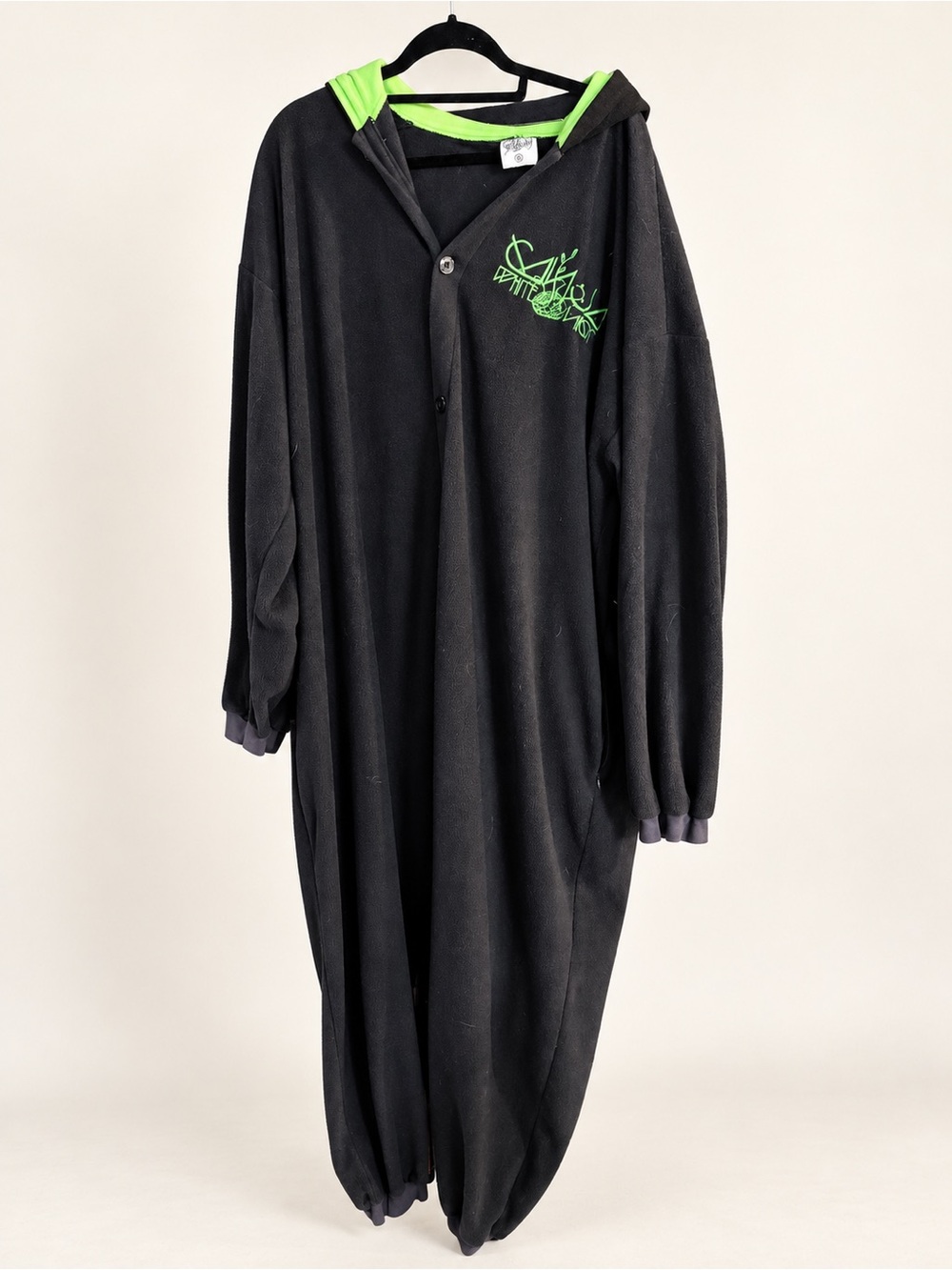 Ganja White Night Dark Wobble Adult Onesie - Black with Green Accent